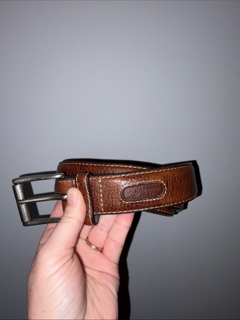 Columbia Brown Leather Men's Belt with Metal Buckle 36 waist